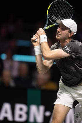 ROTTERDAM, NETHERLANDS - FEBRUARY 13: Botic van de Zandschulp of the Netherlands in action against Alex de Minaur of Australia during the Quarter-finals of the ABN AMRO Open at Rotterdam Ahoy on February 13, 2026 in Rotterdam, Netherlands. Credit: Andy Astfalck Netherlands Copyright: xAndyxAstfalckx