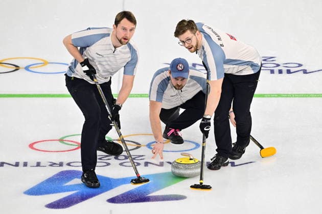CORTINA, ITALY 20260213 Norway players during the men s group stage match between the Czech Republic and Norway in the Olympic curling in Cortina. *** The image is included in the SPORTS PACKAGE. For others PAYMENT IMAGE ** CORTINA ITALY x10030x *** CORTINA, ITALY 20260213 Norway players during the men s group stage match between the Czech Republic and Norway in the Olympic curling in Cortina The image is included in the SPORTS PACKAGE For others PAYMENT IMAGE CORTINA ITALY x10030x  Copyright: xJonasxEkströmer TTx 2026 MEN S CURLING OLYMPICS CZECH REPUBLIC-NORWAY