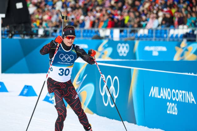 Antholz, Italien 13. Februar 2026: Biathlon Sprint Männer 10 km - Olympia 2026 Im Bild: Justus Strelow (GER) Anterselva Biathlon Arena *** Antholz, Italy 13 February 2026 Biathlon Sprint Men 10 km Olympia 2026 In the picture Justus Strelow GER Anterselva Biathlon Arena Copyright: xFotostandx xHettichx