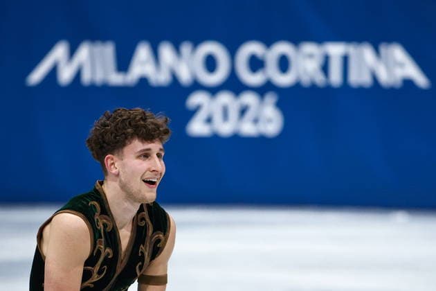 ITALY, MILAN - FEBRUARY 13, 2026: Figure skater Lukas Britschgi of Switzerland performs during the men s free skating event at the 2026 Winter Olympic Games, Olympische Spiele, Olympia, OS at Milano Ice Skating Arena 2026 Winter Olympics: Figure skating, Eiskunstlauf  - ZUMAt113 20260213_zaa_t113_604 Copyright: xMikhailxTereshchenkox