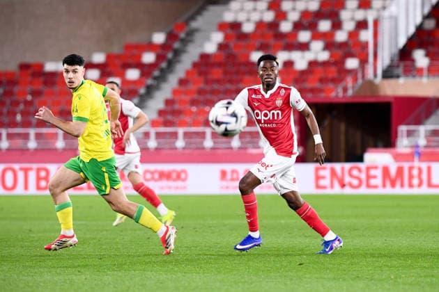 AS Monaco v FC Nantes - Ligue 1 McDonald s 2025 2026 10 Matthis ABLINE (fcn) - 24 Simon ADINGRA (asm) during the Ligue 1 McDonald s match between Monaco and Nantes at Stade Louis II on February 13, 2026 in Monaco, Monaco. Monaco Monaco  Copyright: xFEPx 776348284