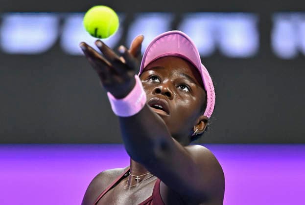 February 13, 2026, Doha, Qatar: Victoria Mboko of Canada plays against Jelena Ostapenko of Latvia ( not in view) during the women s singles semifinal match at the WTA, Tennis Damen Qatar TotalEnergies Open 2026 tennis tournament at the Khalifa International Tennis Complex. Victoria Mboko won against Jelena Ostapenko 6-3,6-2..?? Victoria Mboko won against Jelena Ostapenko 6-3,6-2. WTA Qatar TotalEnergies Open 2026-Semifinal Women S Match - 13 Feb 2026  - ZUMAs197 20260213_aaa_s197_204 Copyright: xNoushadxVariyattiyakkalx