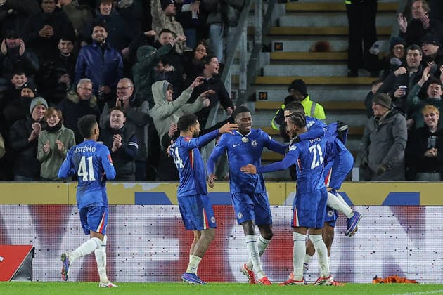 Hull City v Chelsea Emirates FA Cup Jorrel Hato of Chelsea celebrates his goal to make it 0-2 during the Emirates FA Cup Fourth Round match at the MKM Stadium, Hull 13 02 2026 UK Newspapers OUT Copyright: xDavidxGreavesx FIL-22964-0019