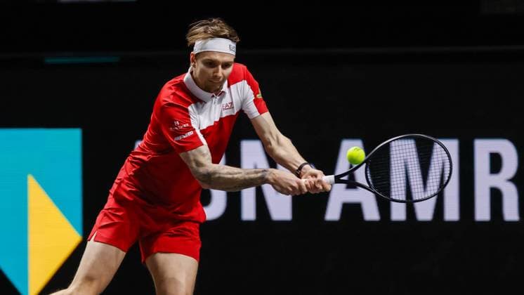 Alexander Bublik in action against Jaume Munar ABN AMRO Open, Day 5, Day Five, ABN AMRO Open, Rotterdam Ahoy, February 13, 2026, Rotterdam, Netherlands.