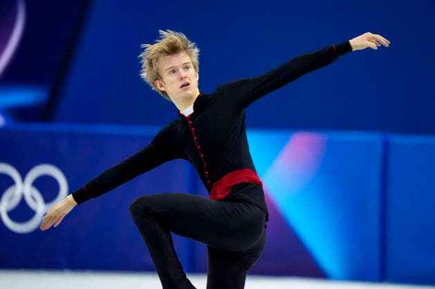 Daniel Grassl of Italy performs his routine during the Men s Single Figure skating, Eiskunstlauf Final at the Milano Figure Skating Arena in Milan, Italy on Friday, February 13, 2026. Grassl scored a 263.71.  OLY20260213445 RICHARDxELLIS