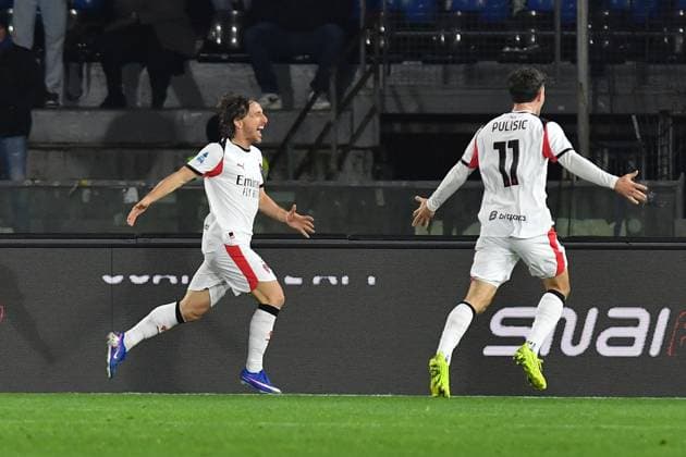 CALCIO - Serie A - Pisa SC vs AC Milan Luka Modric (Milan) celebrates during Pisa SC vs AC Milan, Italian soccer Serie A match in Pisa, Italy, February 13 2026 Pisa Italy  Copyright: xIPAxSport ABACAx