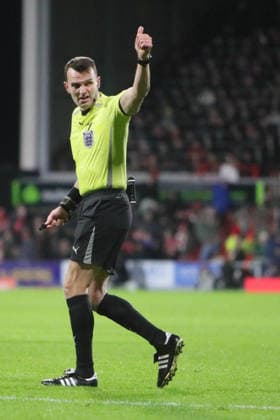 Wrexham FC v Ipswich Town, FA Cup Referee Benjamin Speedie during the FA Cup match between Wrexham FC and Ipswich Town at the Racecourse Ground, Wrexham, UK on 13 February 2026. Wrexham Racecourse Ground Wales UK Editorial use only DataCo restrictions apply See www.football-dataco.com , Copyright: xAlunxRobertsx PSI-23749-0101