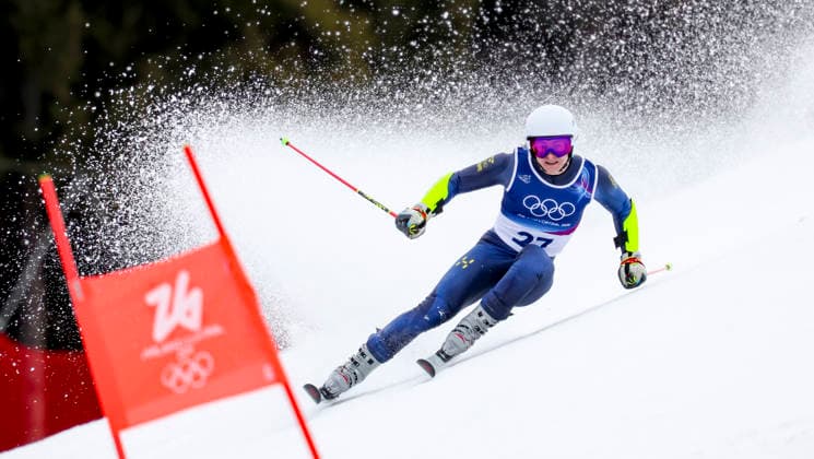 OLYMPICS - Winter Olympic Games, Olympische Spiele, Olympia, OS Milano Cortina 2026 BORMIO,ITALY,14.FEB.26 - OLYMPICS, ALPINE SKIING - Winter Olympic Games Milano Cortina 2026, giant slalom, men. Image shows Fabian Ax Swartz (SWE).  GEPAxpictures xHaraldxSteiner