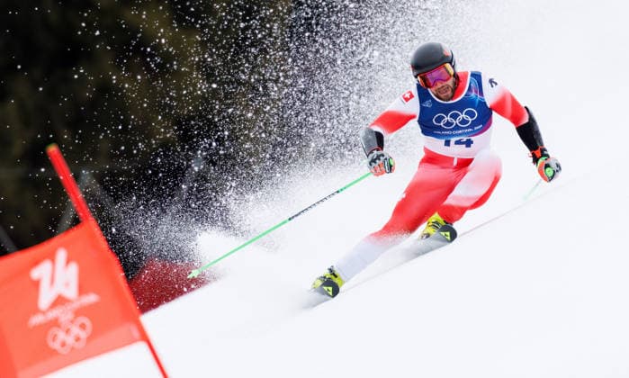 OLYMPICS - Winter Olympic Games, Olympische Spiele, Olympia, OS Milano Cortina 2026 BORMIO,ITALY,14.FEB.26 - OLYMPICS, ALPINE SKIING - Winter Olympic Games Milano Cortina 2026, giant slalom, men. Image shows Luca Aerni (SUI).  GEPAxpictures xHaraldxSteiner