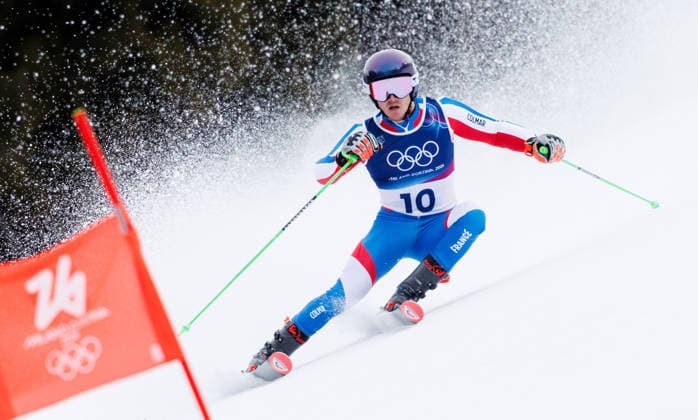OLYMPICS - Winter Olympic Games, Olympische Spiele, Olympia, OS Milano Cortina 2026 BORMIO,ITALY,14.FEB.26 - OLYMPICS, ALPINE SKIING - Winter Olympic Games Milano Cortina 2026, giant slalom, men. Image shows Leo Anguenot (FRA).  GEPAxpictures xHaraldxSteiner