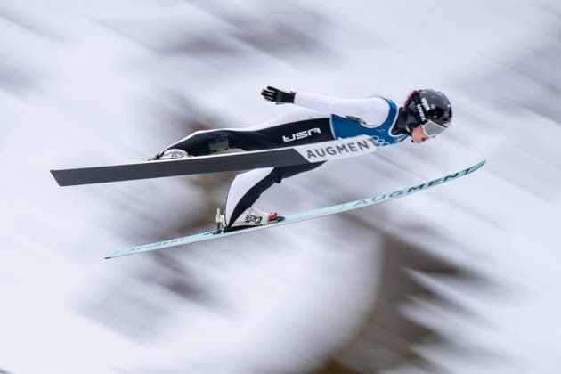 OLYMPICS - Winter Olympic Games, Olympische Spiele, Olympia, OS Milano Cortina 2026 PREDAZZO,ITALY,14.FEB.26 - OLYMPICS, Ski jumping, Skispringen, Ski, nordisch - Winter Olympic Games Milano Cortina 2026, large hill, women, training. Image shows Josie Johnson (USA).  GEPAxpictures xOliverxLerch