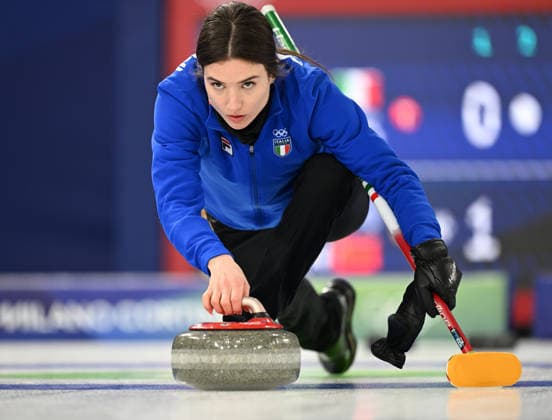 (260214) -- CORTINA D AMPEZZO, Feb. 14, 2026 -- Stefania Constantini of Italy competes during the curling women round robin session 4 match between China and Italy at the 2026 Milan-Cortina Winter Olympics in Cortina, Italy, Feb. 14, 2026. ) (MICO2026)ITALY-CORTINA D AMPEZZO-OLYMPIC Winter games, Winterspiele,Spiele, Summer games CURLING-WOMEN-ROUND ROBIN-CHN VS ITA LianxYi 