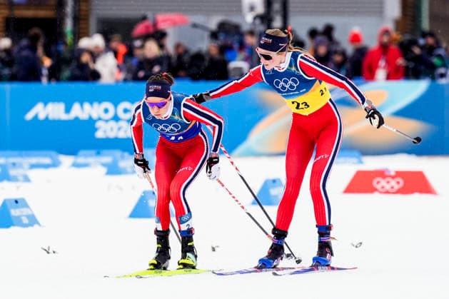 Winter Olympics in Milan Cortina 2026 Val di Fiemme, Italy 20260214. Heidi Weng from Norway and Karoline Simpson-Larsen from Norway during the women s cross-country skiing 4 x 7.5 km relay at Lago di Tesero during the Winter Olympics in Milano Cortina 2026. Photo: Terje Pedersen NTB Val di Fiemme Italy EDITORIAL USE ONLY. RESTRICTED USE FOR BETTING COMPANIES Ref:_SPOhQJI3xO5Sng.jpg *** Winter Olympics in Milan Cortina 2026 Val di Fiemme, Italy 20260214 Heidi Weng from Norway and Karoline Simpson Larsen from Norway during the women s cross country skiing 4 x 7 5 km relay at Lago di Tesero during the Winter Olympics in Milano Cortina 2026 Photo Terje Pedersen NTB Val di Fiemme Italy EDITORIAL USE ONLY RESTRICTED USE FOR BETTING COMPANIES  Copyright: xTerjexPedersenx xNTBx