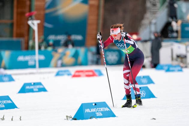 OLYMPICS - Winter Olympic Games, Olympische Spiele, Olympia, OS Milano Cortina 2026 TESERO,ITALY,14.FEB.26 - OLYMPICS, NORDIC SKIING, CROSS COUNTRY SKIING - Winter Olympic Games Milano Cortina 2026, 4X7.5km relay, women, medal ceremony. Image shows Heidi Bucher (AUT).  GEPAxpictures xMatthiasxTrinkl