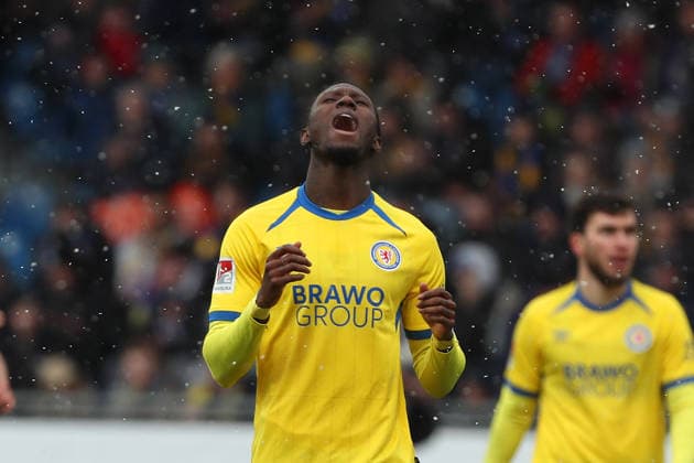 Braunschweig vs. Darmstadt, 2. BL Braunschweig, 14.02.2026, Fußball, Herren, 2. BL, Saison 2025 2026, Eintracht Braunschweig vs. SV Darmstadt 98: Aaron Opoku (Eintracht Braunschweig) (DFL DFB REGULATIONS PROHIBIT ANY USE OF PHOTOGRAPHS as IMAGE SEQUENCES and or QUASI-VIDEO) Stadion an der Hamburger Straße Niedersachsen Deutschland