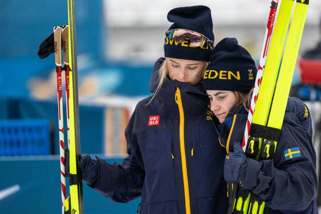260214 Ebba Andersson and Frida Karlsson of Sweden after women s 4 x 7.5km relay cross-country skiing race during day 8 of the 2026 Winter Olympics on February 14, 2026 in Val di Fiemme. Photo: Joel Marklund BILDBYRAN kod JM MT0980 skidor cross-country skiing langrenn Olympic Games, Olympische Spiele, Olympia, OS olympics winter olympics os ol olympiska spel vinter-os olympiske leker milano cortina 2026 milan cortina 2026 milano cortina 2026 olympic games milano cortina 2026 winter olympic games milano cortina-os milano cortina-ol vinter-ol 8 bbeng stafett dam sverige depp *** 260214 Ebba Andersson and Frida Karlsson of Sweden after women s 4 x 7 5km relay cross country skiing race during day 8 of the 2026 Winter Olympics on February 14, 2026 in Val di Fiemme Photo Joel Marklund BILDBYRAN kod JM MT0980 skidor cross country skiing langrenn olympic games olympics winter olympics os ol olympiska spel vinter os olympiske leker milano cortina 2026 milan cortina 2026 milano cortina 2026 olympic games milano cortina 2026 winter olympic games milano cortina os milano cortina ol vinter ol 8 bbeng relay dam sverige depp  Copyright: JOELxMARKLUND BB260214JM057