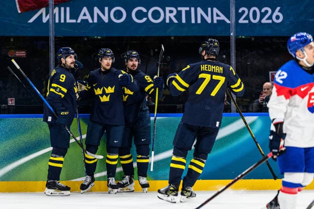 260214 Filip Forsberg, Elias Pettersson and Marcus Johansson of Sweden celebrate 3-2 in the men s Ice hockey, Eishockey game between Sweden and Slovakia during day 8 of the 2026 Winter Olympics on February 14, 2026 in Milan. Photo: Carl Sandin BILDBYRAN kod CS CS0879 ishockey ice hockey Olympic Games, Olympische Spiele, Olympia, OS olympics winter olympics os ol olympiska spel vinter-os olympiske leker milano cortina 2026 milan cortina 2026 milano cortina 2026 olympic games milano cortina 2026 winter olympic games milano cortina-os milano cortina-ol vinter-ol 8 bbeng sverige sweden slovakien slovakia jubel *** 260214 Filip Forsberg, Elias Pettersson and Marcus Johansson of Sweden celebrate 3 2 in the men s ice hockey game between Sweden and Slovakia during day 8 of the 2026 Winter Olympics on February 14, 2026 in Milan Photo Carl Sandin BILDBYRAN kod CS CS0879 ishockey ice hockey olympic games olympics winter olympics os ol olympiska spel vinter os olympiske leker milano cortina 2026 milan cortina 2026 milano cortina 2026 olympic games milano cortina 2026 winter olympic games milano cortina os milano cortina ol vinter ol 8 bbeng sverige sweden slovakien slovakia jubel  Copyright: CARLxSANDIN BB260214CS061