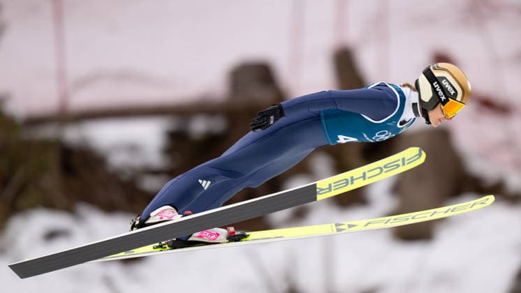 OLYMPICS - Winter Olympic Games, Olympische Spiele, Olympia, OS Milano Cortina 2026 PREDAZZO,ITALY,14.FEB.26 - OLYMPICS, Ski jumping, Skispringen, Ski, nordisch - Winter Olympic Games Milano Cortina 2026, large hill, women, training. Image shows Katharina Schmid (GER).  GEPAxpictures xOliverxLerch