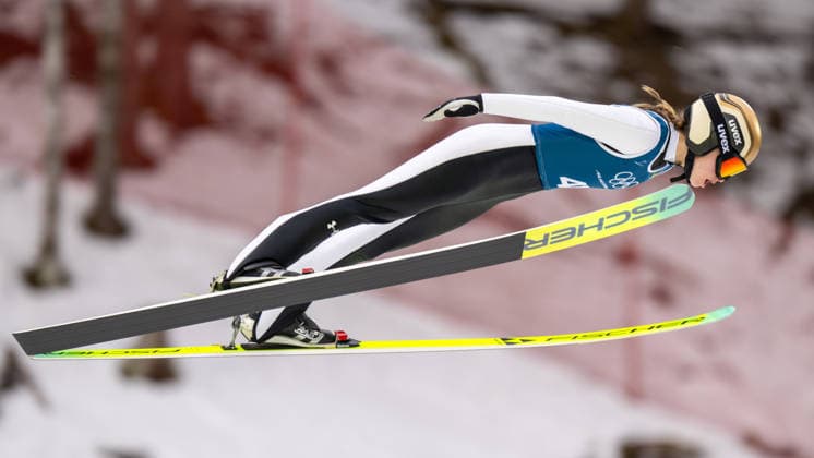 OLYMPICS - Winter Olympic Games, Olympische Spiele, Olympia, OS Milano Cortina 2026 PREDAZZO,ITALY,14.FEB.26 - OLYMPICS, Ski jumping, Skispringen, Ski, nordisch - Winter Olympic Games Milano Cortina 2026, large hill, women, training. Image shows Nika Vodan (SLO).  GEPAxpictures xOliverxLerch