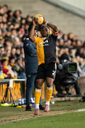 14th February 2026; Pirelli Stadium, Burton, West Staffordshire, England; FA Cup Football, Burton Albion versus West Ham United; Udoka Godwin-Malife of Burton Albion takes a throw in  GodfreyxPitt Content restricted for UK based newspaper