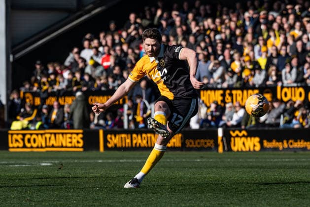14th February 2026; Pirelli Stadium, Burton, West Staffordshire, England; FA Cup Football, Burton Albion versus West Ham United; George Evans of Burton Albion shoots at goal  GodfreyxPitt Content restricted for UK based newspaper
