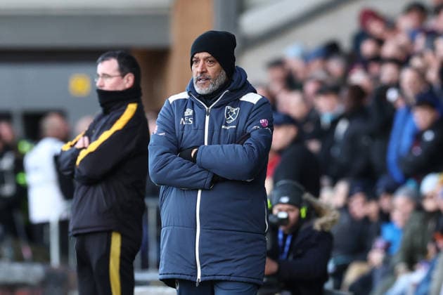 Burton Albion v West Ham United, FA Cup West Ham United Head Coach Nuno EspiritoSanto during the FA Cup match between Burton Albion and West Ham United at the Pirelli Stadium, Burton upon Trent, UK on 14 February 2026. Burton upon Trent Pirelli Stadium Staffordshire UK Editorial use only DataCo restrictions apply See www.football-dataco.com , Copyright: xJohnxMallettx PSI-23741-0077