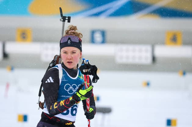 Antholz, Italien 14. Februar 2026: Biathlon Sprint Frauen 7,5 km - Olympia 2026 Im Bild: Selina Grotian (GER) Anterselva Biathlon Arena *** Antholz, Italy February 14, 2026 Biathlon Sprint Women 7.5 km Olympic Games 2026 Pictured Selina Grotian GER Anterselva Biathlon Arena Copyright: xFotostandx xHettichx