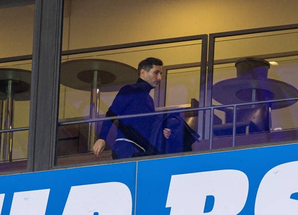 Fussball, Herren, Saison 2025 2026, 2. Bundesliga (22. Spieltag), Hertha BSC - Hannover 96, der gesperrte Trainer Stefan Leitl (Hertha BSC) auf der Tribüne, 14.02. 2026,