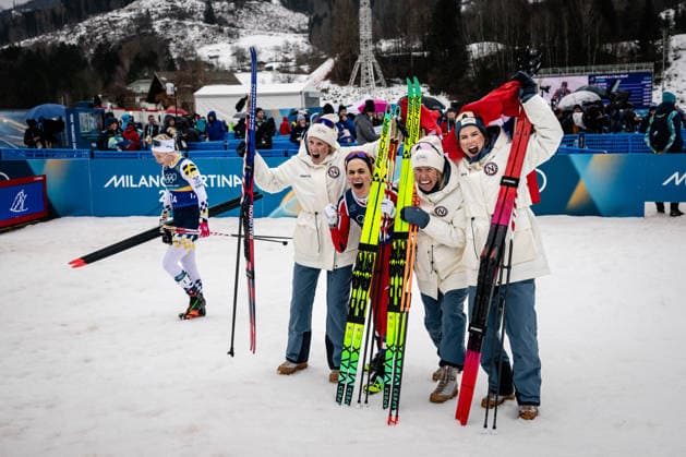 Team Norway competes in the Womens 4 x 7.5 km Relay cross-country skiing event at the Olympic Winter games, Winterspiele,Spiele, Summer games Milano Cortina 2026 at the Tesero Cross-Country Skiing Stadium, Tesero, Italy, on February 14, 2026 in Aktion beim 4 x 7,5 km Staffelrennen der Frauen im Skilanglauf bei den Olympischen Winterspielen Milano Cortina 2026 im Tesero Cross-Country Skiing Stadium, Tesero, Italien, am 14. Februar 2026. *** Team Norway competes in the Womens 4 x 7 5 km Relay cross country skiing event at the Olympic Winter Games Milano Cortina 2026 at the Tesero Cross Country Skiing Stadium, Tesero, Italy, on February 14, 2026 in action at the Womens 4 x 7.5 km Relay cross country skiing event at the Olympic Winter Games Milano Cortina 2026 at the Tesero Cross Country Skiing Stadium, Tesero, Italy, on February 14, 2026 Copyright: HMBxMedia MarcxNiemeyer