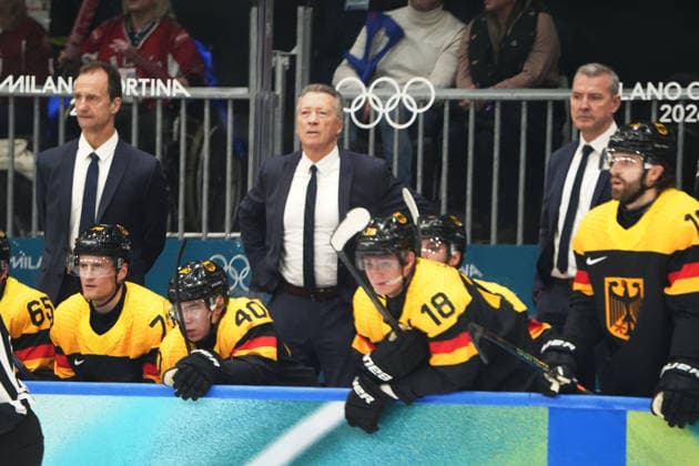 Milano Cortina, 2026 , Winter Olympic Games, Olympische Spiele, Olympia, OS Olympische Winter-Olympische spiele 2026 , Icehockey, Eishockey Männer, Men s Preliminary Round, Vorrunde, Deutschland vs Lettland Germany vs Latvia Hockey Arena Milano Mailand Harold Kreis Head Coach , Trainer Deutschland, Germany, GER Photocopyright Gladys Chai von der Laage *** Milano Cortina, 2026 , Winter Olympic Games, Winter Olympic Games 2026 , Icehockey, Icehockey Men, Men s Preliminary Round, Preliminary Round, Germany vs Latvia Germany vs Latvia Hockey Arena Milano Milan Harold Kreis Head Coach , Coach Germany, Germany, GER Photocopyright Gladys Chai von der Laage