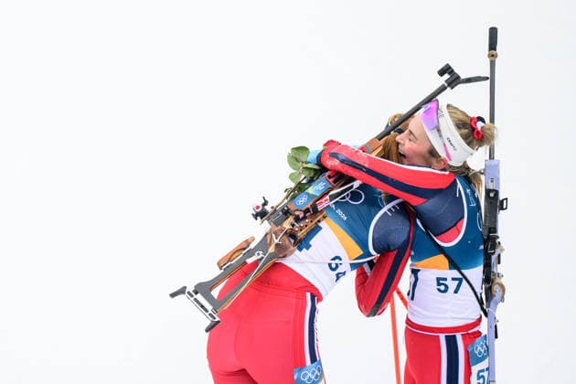 260214 Lisa Vittozzi of Italy and Ingrid Landmark Tandrevold of Norway after in women s biathlon 7,5 km sprint during day 8 of the 2026 Winter Olympics on February 14, 2026 in Anterselva. Photo: Jon Olav Nesvold BILDBYRAN COP 217 MB1327 skidskytte biathlon skiskyting Olympic Games, Olympische Spiele, Olympia, OS olympics winter olympics os ol olympiska spel vinter-os olympiske leker milano cortina 2026 milan cortina 2026 milano cortina 2026 olympic games milano cortina 2026 winter olympic games milano cortina-os milano cortina-ol vinter-ol 8 bbeng sprint dam kvinner women jubel *** 260214 Lisa Vittozzi of Italy and Ingrid Landmark Tandrevold of Norway after in women s biathlon 7,5 km sprint during day 8 of the 2026 Winter Olympics on February 14, 2026 in Anterselva Photo Jon Olav Nesvold BILDBYRAN COP 217 MB1327 biathlon biathlon olympic games olympics winter olympics os ol olympiska spel vinter os olympiske leker milano cortina 2026 milan cortina 2026 milano cortina 2026 olympic games milano cortina 2026 winter olympic games milano cortina os milano cortina ol vinter ol 8 bbeng sprint dam kvinner women jubel  Copyright: JONxOLAVxNESVOLD BB260214JE054