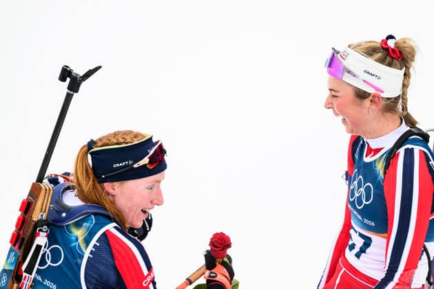 260214 Maren Kirkeeide of Norway and Ingrid Landmark Tandrevold of Norway in women s biathlon 7,5 km sprint during day 8 of the 2026 Winter Olympics on February 14, 2026 in Anterselva. Photo: Jon Olav Nesvold BILDBYRAN COP 217 MB1327 skidskytte biathlon skiskyting Olympic Games, Olympische Spiele, Olympia, OS olympics winter olympics os ol olympiska spel vinter-os olympiske leker milano cortina 2026 milan cortina 2026 milano cortina 2026 olympic games milano cortina 2026 winter olympic games milano cortina-os milano cortina-ol vinter-ol 8 bbeng sprint dam kvinner women *** 260214 Maren Kirkeeide of Norway and Ingrid Landmark Tandrevold of Norway in women s biathlon 7,5 km sprint during day 8 of the 2026 Winter Olympics on February 14, 2026 in Anterselva Photo Jon Olav Nesvold BILDBYRAN COP 217 MB1327 biathlon biathlon biathlon olympic games olympics winter olympics os ol olympiska spel vinter os olympiske leker milano cortina 2026 milan cortina 2026 milano cortina 2026 olympic games milano cortina 2026 winter olympic games milano cortina os milano cortina ol vinter ol 8 bbeng sprint dam kvinner women  Copyright: JONxOLAVxNESVOLD BB260214JE057