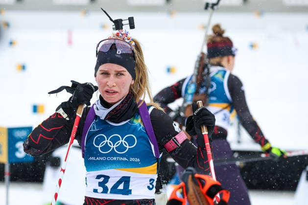 Antholz, Italien 14. Februar 2026: Biathlon Sprint Frauen 7,5 km - Olympia 2026 Im Bild: Julia Tannheimer (GER) Anterselva Biathlon Arena *** Antholz, Italy February 14, 2026 Biathlon Sprint Women 7.5 km Olympia 2026 In the picture Julia Tannheimer GER Anterselva Biathlon Arena Copyright: xFotostandx xHettichx