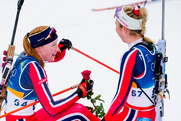 Winter Olympics in Milan Cortina 2026 Anterselva, Italy 20260214. Maren Kirkeeide and Ingrid Landmark Tandrevold from Norway during the 7.5 km sprint women s biathlon at the Winter Olympics in Milan Cortina 2026. Photo: Heiko Junge NTB Anterselva Italy EDITORIAL USE ONLY. RESTRICTED USE FOR BETTING COMPANIES Ref:_SPO1fkadtjhin4.jpg *** Winter Olympics in Milan Cortina 2026 Anterselva, Italy 20260214 Maren Kirkeeide and Ingrid Landmark Tandrevold from Norway during the 7 5 km sprint women s biathlon at the Winter Olympics in Milan Cortina 2026 Photo Heiko Junge NTB Anterselva Italy EDITORIAL USE ONLY RESTRICTED USE FOR BETTING COMPANIES  Copyright: xHeikoxJungex xNTBx