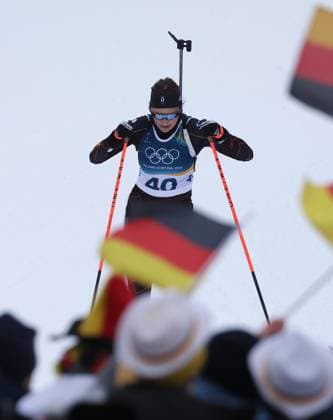 Franziska PREUSS (PREUß) (GER, SC Haag). Biathlon, 10 km Sprint der Frauen. Olympische Winterspiele 2026. 14.2.2026, in Antholz Biathlon Arena. Quelle Copyright Credit : Oryk HAIST *** Franziska PREUSS PREUß GER, SC Haag Biathlon, Womens 10 km Sprint Olympic Winter Games 2026 14 2 2026, in Antholz Biathlon Arena Source Copyright Credit Oryk HAIST xOLY-BI-BTH05x