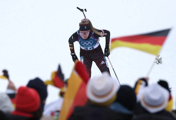 Julia TANNHEIMER (GER, DAV Ulm). Biathlon, 10 km Sprint der Frauen. Olympische Winterspiele 2026. 14.2.2026, in Antholz Biathlon Arena. Quelle Copyright Credit : Oryk HAIST *** Julia TANNHEIMER GER, DAV Ulm Biathlon, Womens 10 km Sprint Olympic Winter Games 2026 14 2 2026, in Antholz Biathlon Arena Source Copyright Credit Oryk HAIST xOLY-BI-BTH05x