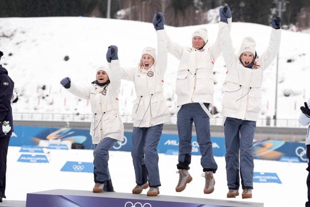 Winter Olympics in Milan Cortina 2026 Val di Fiemme, Italy 20260214. Norway and Heidi Weng, Karoline Simpson-Larsen-Astrid oyre Slind and Kristin Austgulen Fosnaes with gold in the women s 4x7.5 km relay in Lago de Tesero during the Winter Olympics in Milano Cortina 2026. Photo: Terje Pedersen NTB Val di Fiemme Italy EDITORIAL USE ONLY. RESTRICTED USE FOR BETTING COMPANIES Ref:_SPOQo_0n2XFZ5k.jpg *** Winter Olympics in Milan Cortina 2026 Val di Fiemme, Italy 20260214 Norway and Heidi Weng, Karoline Simpson Larsen Astrid oyre Slind and Kristin Austgulen Fosnaes with gold in the women s 4x7 5 km relay in Lago de Tesero during the Winter Olympics in Milano Cortina 2026 Photo Terje Pedersen NTB Val di Fiemme Italy EDITORIAL USE ONLY RESTRICTED USE FOR BETTING COMPANIES  Copyright: xTerjexPedersenx xNTBx