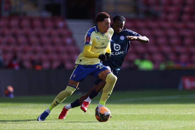 Football - 2025 2026 Emirates FA Cup - Round 4 - Southampton vs Leicester City - St Mary™s Stadium - Saturday 14th February 2026 Samuel Edozie of Southampton in action the FA Cup match at St Mary™s Stadium COLORSPORT Shaun Boggust 