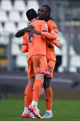 Cm Como 14 02 2026 - campionato di calcio serie A Como-Fiorentina foto Cristiano Mazzi Image nella foto: esultanza gol Moise Kean 