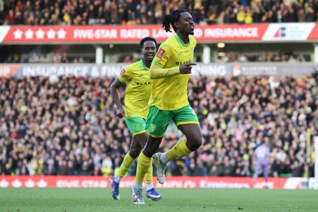 Norwich City v West Bromwich Albion Emirates FA Cup Paris Maghoma of Norwich celebrates scoring his side™s 1st goal during the Emirates FA Cup Fourth Round match at Carrow Road, Norwich 14 02 2026 Commissioned for use in Newsquest Norfolk titles only. All other titles fees apply. UK Newspapers OUT Copyright: xPaulxChestertonx FIL-22967-0046