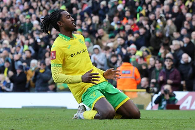 Norwich City v West Bromwich Albion Emirates FA Cup Paris Maghoma of Norwich celebrates scoring his side™s 1st goal during the Emirates FA Cup Fourth Round match at Carrow Road, Norwich 14 02 2026 Commissioned for use in Newsquest Norfolk titles only. All other titles fees apply. UK Newspapers OUT Copyright: xPaulxChestertonx FIL-22967-0059