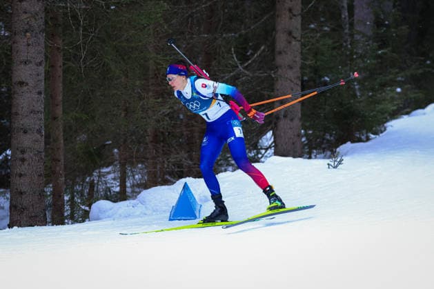 Antholz, Italien 14. Februar 2026: Biathlon Sprint Frauen 7,5 km - Olympia 2026 Im Bild: Maria Remenova (SVK) Anterselva Biathlon Arena *** Antholz, Italy February 14, 2026 Biathlon Sprint Women 7.5 km Olympia 2026 In the picture Maria Remenova SVK Anterselva Biathlon Arena Copyright: xFotostandx xHettichx