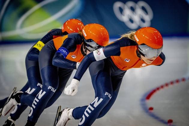 MILAN- quarterfinals of the Team Pursuit at the Olympic Games, Olympische Spiele, Olympia, OS in the women s category Joy Beune, Marijke Groenewoud and Antoinette Rijpma-De Jong will skate Milano Speed skating, Eisschnelllauf Stadium Olympic Winter games, Winterspiele,Spiele, Summer games Milan Cortina 2026 ROBIN UTRECHT ANP netherlands out - belgium out xVIxxIVx 550678362 originalFilename: 550678362.jpg