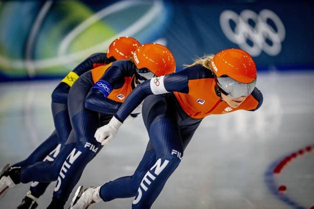 MILAN- quarterfinals of the Team Pursuit at the Olympic Games, Olympische Spiele, Olympia, OS in the women s category Joy Beune, Marijke Groenewoud and Antoinette Rijpma-De Jong will skate Milano Speed skating, Eisschnelllauf Stadium Olympic Winter games, Winterspiele,Spiele, Summer games Milan Cortina 2026 ROBIN UTRECHT ANP netherlands out - belgium out xVIxxIVx 550678404 originalFilename: 550678404.jpg