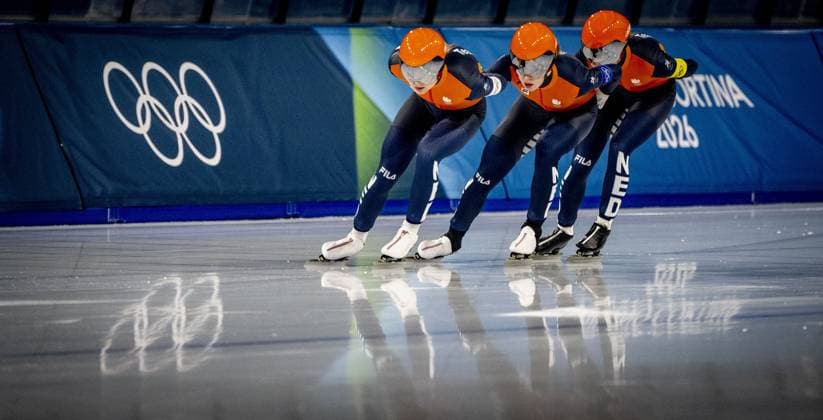 MILAN- quarterfinals of the Team Pursuit at the Olympic Games, Olympische Spiele, Olympia, OS in the women s category Joy Beune, Marijke Groenewoud and Antoinette Rijpma-De Jong will skate Milano Speed skating, Eisschnelllauf Stadium Olympic Winter games, Winterspiele,Spiele, Summer games Milan Cortina 2026 ROBIN UTRECHT ANP netherlands out - belgium out xVIxxIVx 550678458 originalFilename: 550678458.jpg