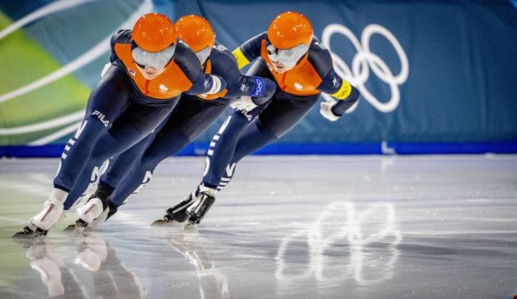 MILAN- quarterfinals of the Team Pursuit at the Olympic Games, Olympische Spiele, Olympia, OS in the women s category Joy Beune, Marijke Groenewoud and Antoinette Rijpma-De Jong will skate Milano Speed skating, Eisschnelllauf Stadium Olympic Winter games, Winterspiele,Spiele, Summer games Milan Cortina 2026 ROBIN UTRECHT ANP netherlands out - belgium out xVIxxIVx 550678472 originalFilename: 550678472.jpg