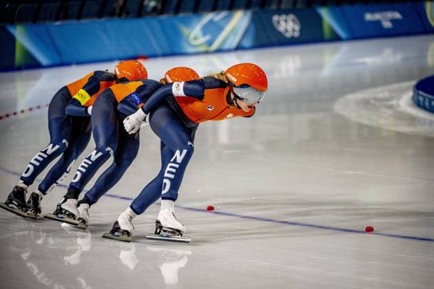 MILAN- quarterfinals of the Team Pursuit at the Olympic Games, Olympische Spiele, Olympia, OS in the women s category Joy Beune, Marijke Groenewoud and Antoinette Rijpma-De Jong will skate Milano Speed skating, Eisschnelllauf Stadium Olympic Winter games, Winterspiele,Spiele, Summer games Milan Cortina 2026 ROBIN UTRECHT ANP netherlands out - belgium out xVIxxIVx 550678582 originalFilename: 550678582.jpg