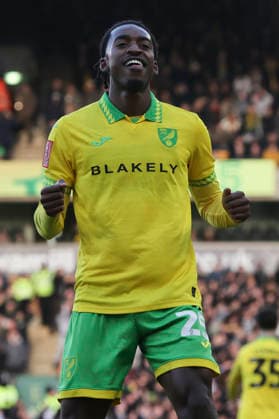 Norwich City v West Bromwich Albion Emirates FA Cup Paris Maghoma of Norwich celebrates scoring his side™s 1st goal during the Emirates FA Cup Fourth Round match at Carrow Road, Norwich 14 02 2026 Commissioned for use in Newsquest Norfolk titles only. All other titles fees apply. UK Newspapers OUT Copyright: xPaulxChestertonx FIL-22967-0080