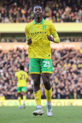 Norwich City v West Bromwich Albion Emirates FA Cup Paris Maghoma of Norwich celebrates scoring his side™s 1st goal during the Emirates FA Cup Fourth Round match at Carrow Road, Norwich 14 02 2026 Commissioned for use in Newsquest Norfolk titles only. All other titles fees apply. UK Newspapers OUT Copyright: xPaulxChestertonx FIL-22967-0085