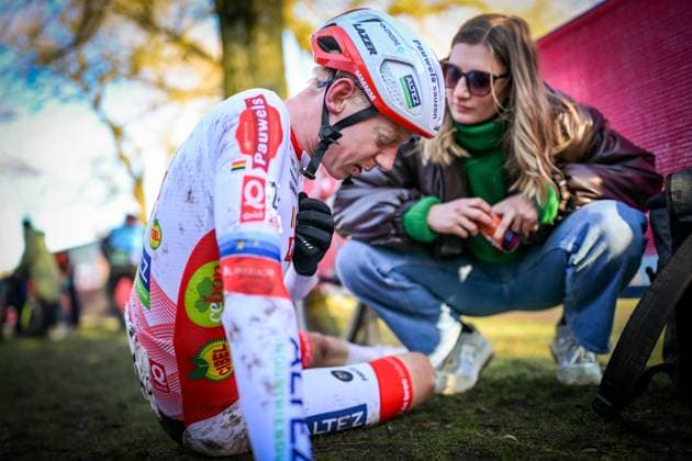 Belgian Michael Vanthourenhout pictured after the elite men race of the Waaslandcross cyclocross cycling event, Saturday 14 February 2026 in Sint-Niklaas, the seventh and last race of the Exact Cross competition. DAVIDxPINTENS  x163405798x